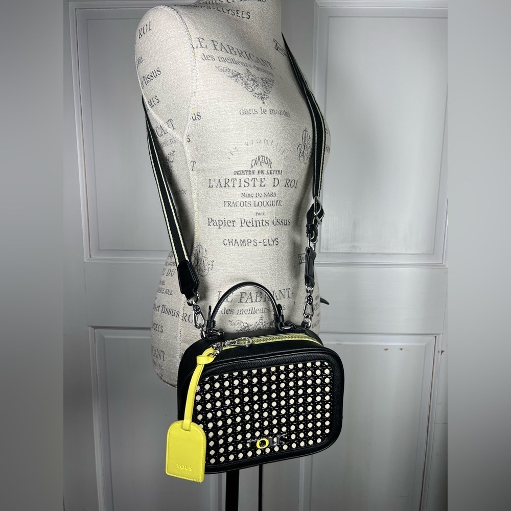 TOUS Medium Crossbody Bag With Yellow Mirrored Tassel And Removable Straps - Picture 2 of 12